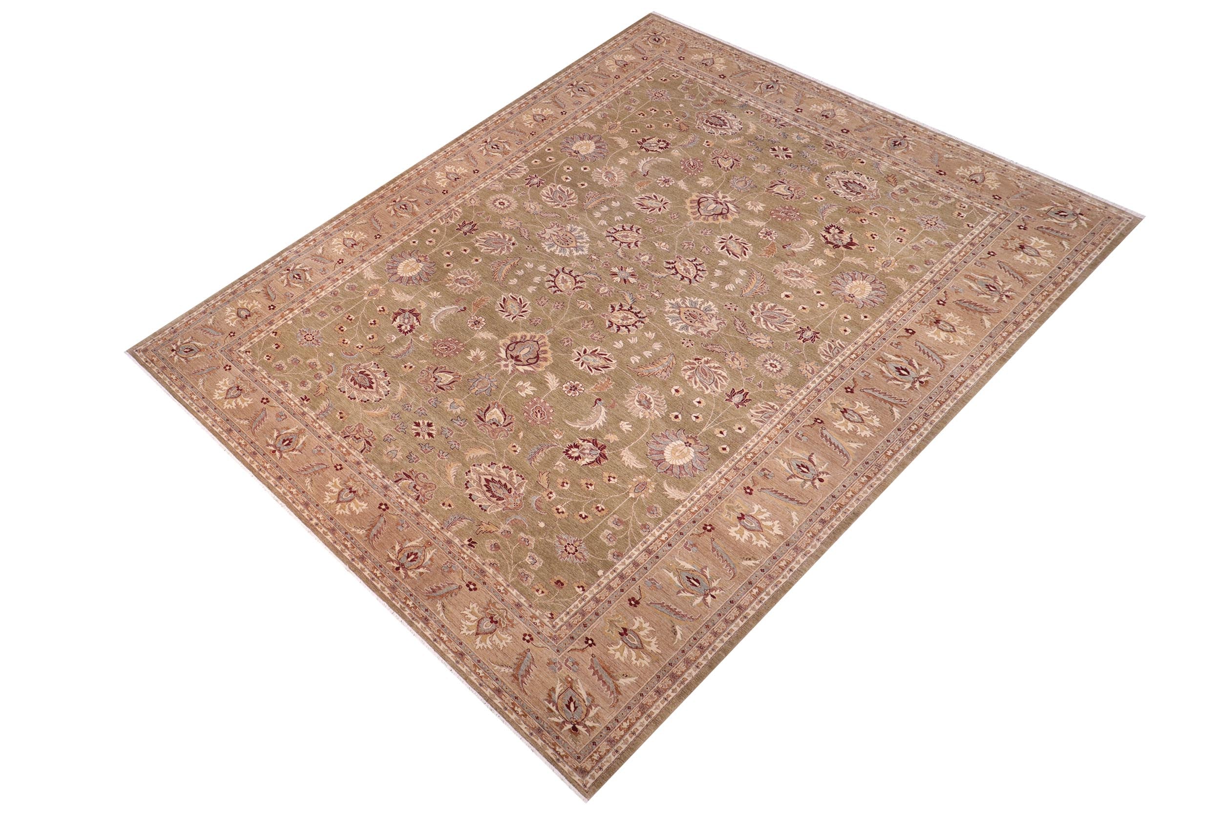 handmade Traditional Kafkaz Lt. Green Tan Hand Knotted RECTANGLE 100% WOOL area rug 12x17