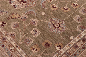 handmade Traditional Kafkaz Lt. Green Tan Hand Knotted RECTANGLE 100% WOOL area rug 12x17