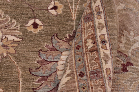 handmade Traditional Kafkaz Lt. Green Tan Hand Knotted RECTANGLE 100% WOOL area rug 12x17