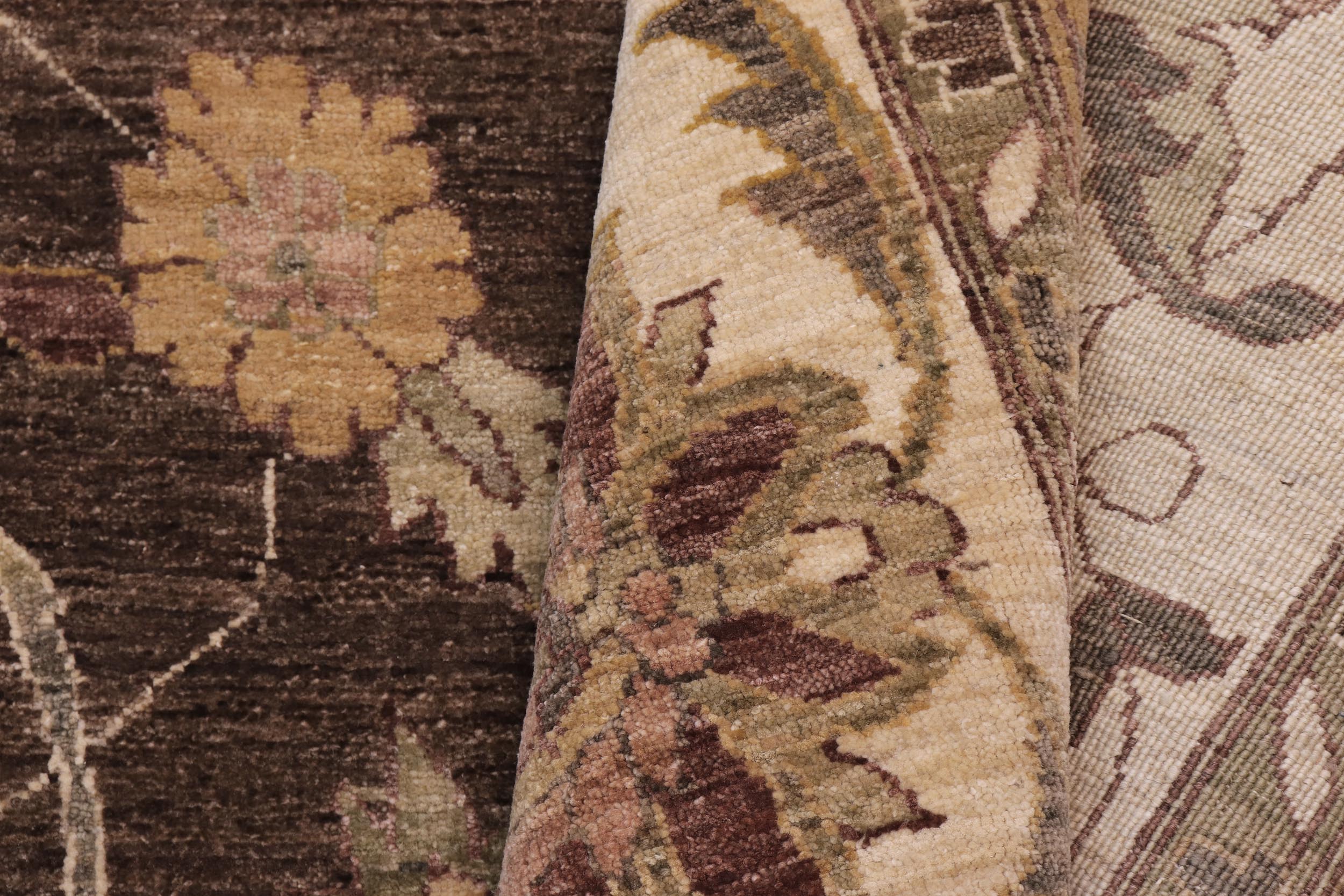 handmade Traditional Kafkaz Brown Lt. Gold Hand Knotted RECTANGLE 100% WOOL area rug 12x17