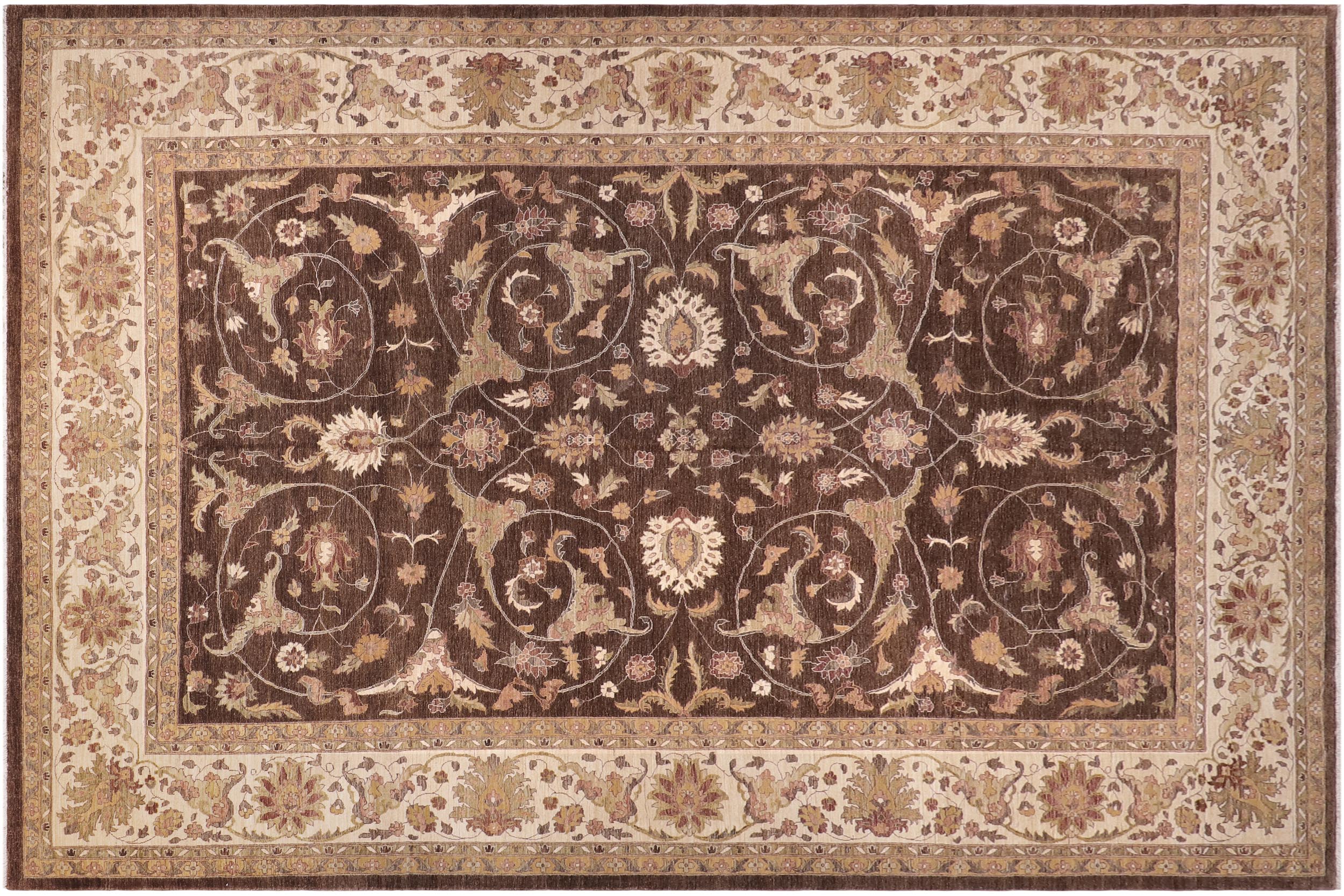 handmade Traditional Kafkaz Brown Lt. Gold Hand Knotted RECTANGLE 100% WOOL area rug 12x17