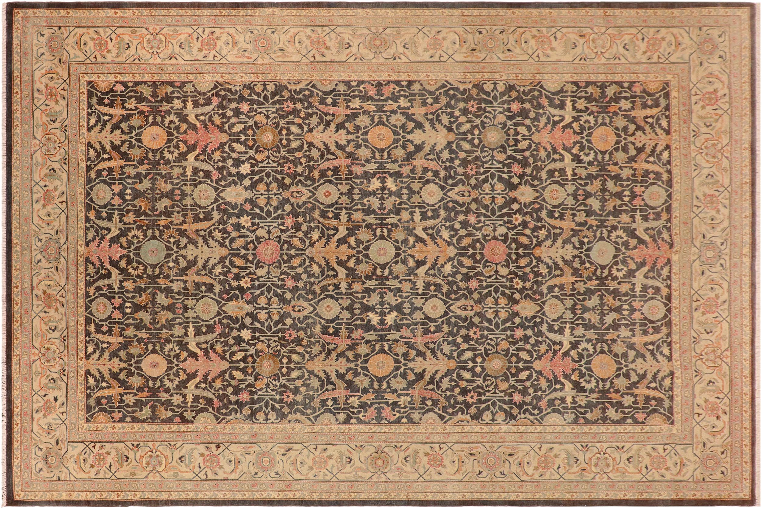 handmade Transitional Kafkaz Green Lt. Gray Hand Knotted RECTANGLE 100% WOOL area rug 10x14