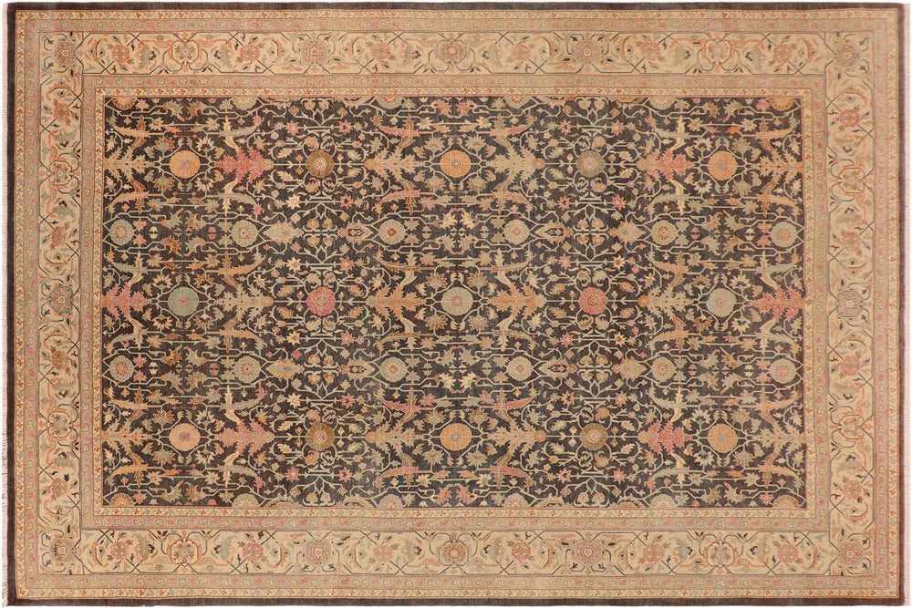 handmade Transitional Kafkaz Green Lt. Gray Hand Knotted RECTANGLE 100% WOOL area rug 10x14