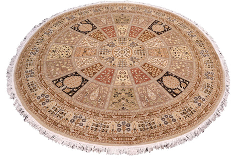 handmade Traditional Round Design Lt. Tan Lt. Tan Hand Knotted ROUND 100% WOOL area rug 6' x 6'
