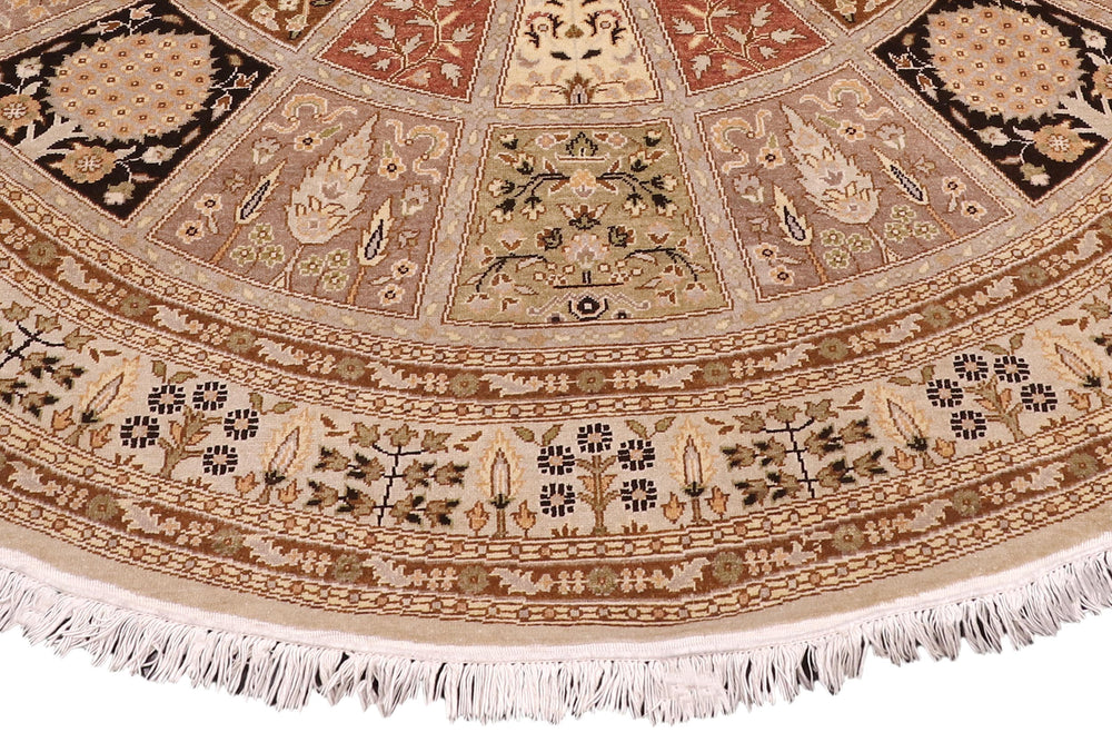 handmade Traditional Round Design Lt. Tan Lt. Tan Hand Knotted ROUND 100% WOOL area rug 6' x 6'