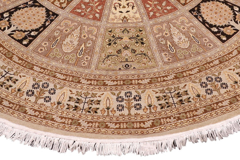 handmade Traditional Round Design Lt. Tan Lt. Tan Hand Knotted ROUND 100% WOOL area rug 6' x 6'