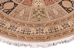 handmade Traditional Round Design Lt. Tan Lt. Tan Hand Knotted ROUND 100% WOOL area rug 6' x 6'