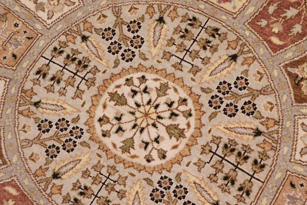 handmade Traditional Round Design Lt. Tan Lt. Tan Hand Knotted ROUND 100% WOOL area rug 6' x 6'