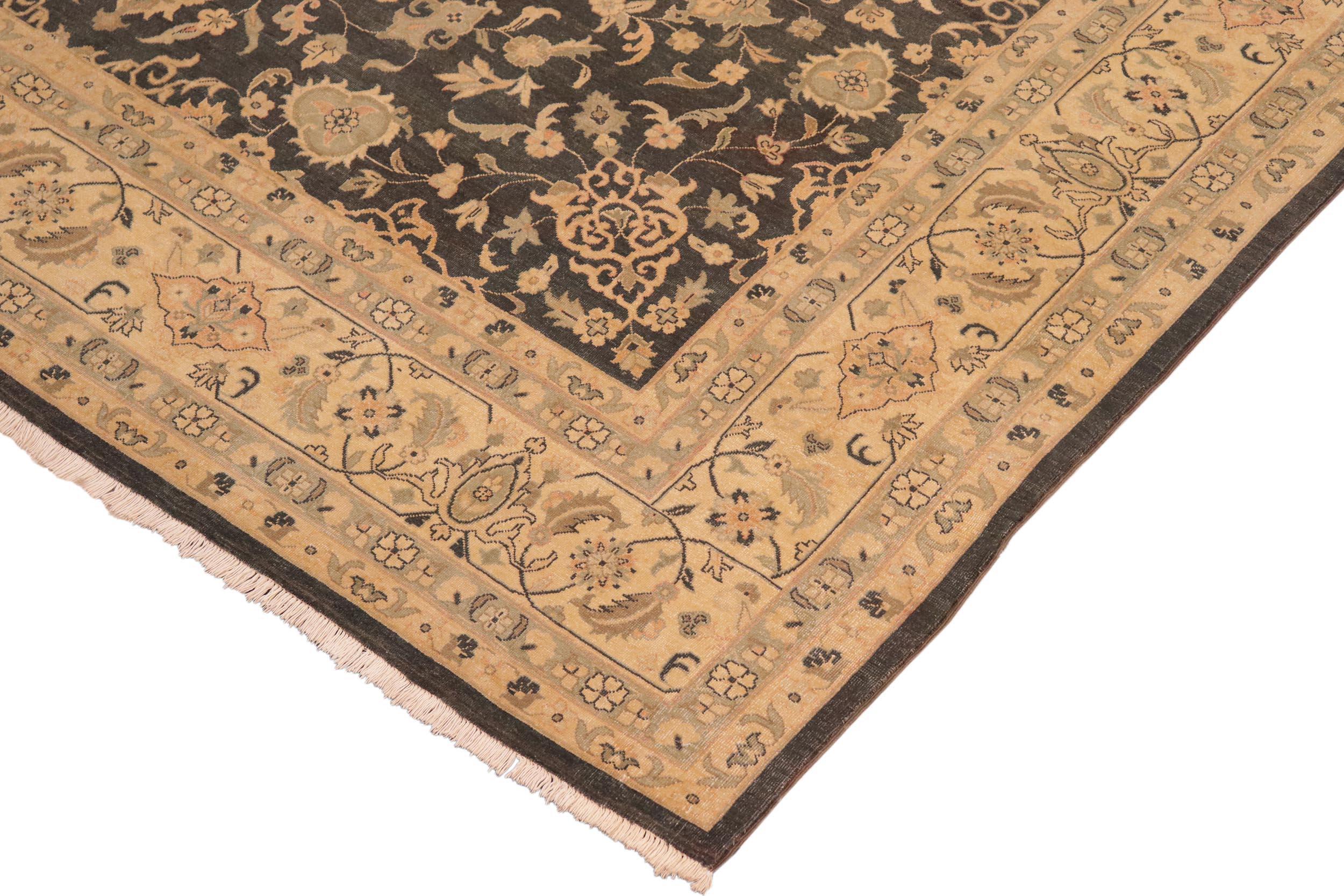 handmade Traditional Kafkaz Green Tan Hand Knotted RECTANGLE 100% WOOL area rug 10x14