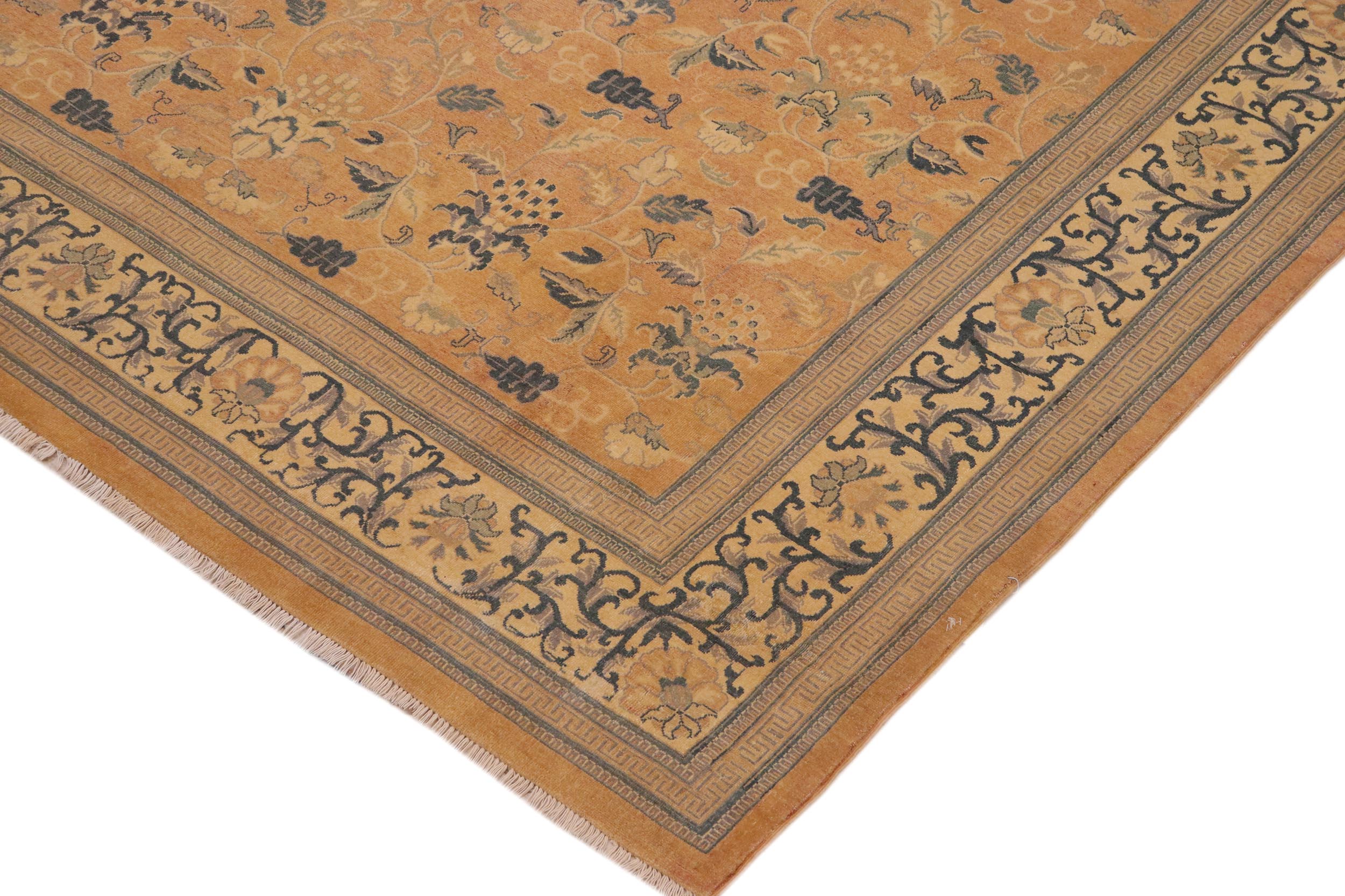handmade Traditional Kafkaz Peach Beige Hand Knotted RECTANGLE 100% WOOL area rug 9x12