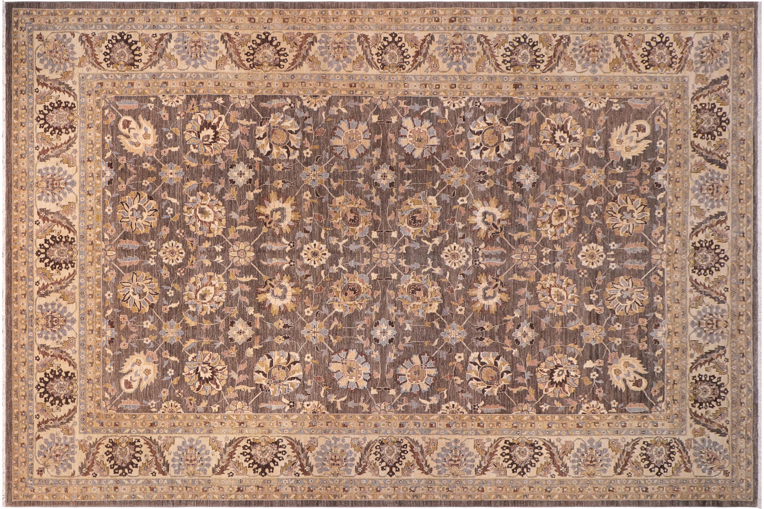 handmade Transitional Kafkaz Gray Lt. Tan Hand Knotted RECTANGLE 100% WOOL area rug 12' x 18'