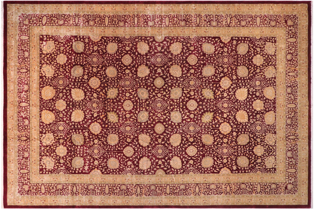 handmade Transitional Design Red Red Hand Knotted RECTANGLE 100% WOOL area rug 12' x 19'