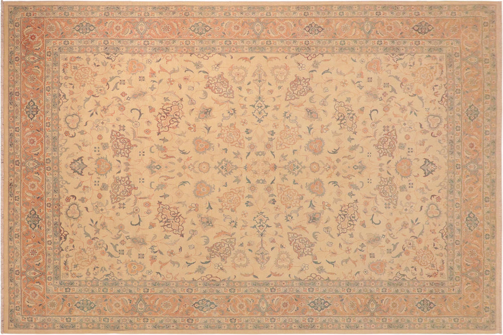 handmade Traditional Kafkaz Beige Brown Hand Knotted RECTANGLE 100% WOOL area rug 10x14