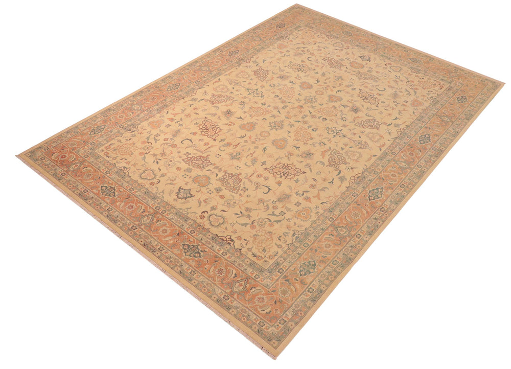 handmade Traditional Kafkaz Beige Brown Hand Knotted RECTANGLE 100% WOOL area rug 10x14