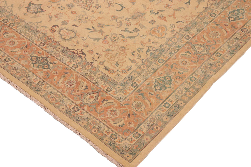 handmade Traditional Kafkaz Beige Brown Hand Knotted RECTANGLE 100% WOOL area rug 10x14