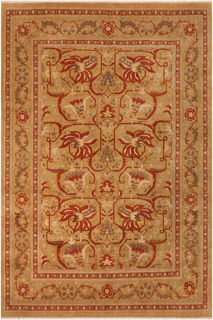 Traditional Kaffas Karri Green Rust Hand Knotted Area rugs 10 x 14