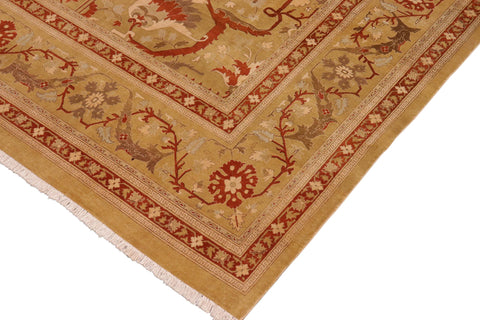 handmade Transitional  Green Rust Hand Knotted RECTANGLE 100% WOOL area rug 10x14