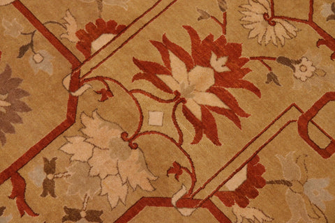 handmade Transitional  Green Rust Hand Knotted RECTANGLE 100% WOOL area rug 10x14