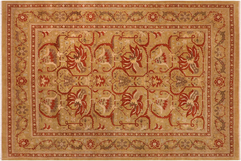 handmade Transitional  Green Rust Hand Knotted RECTANGLE 100% WOOL area rug 10x14