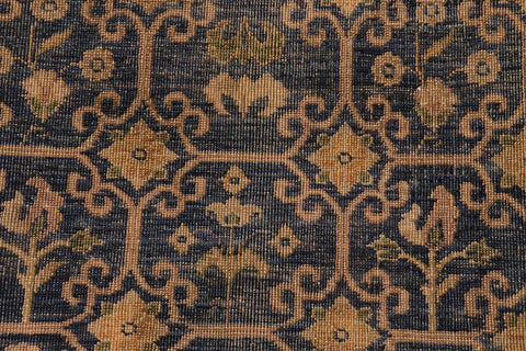 handmade Transitional Antique Blue Gold Hand Knotted RECTANGLE 100% WOOL area rug 6' x 7'