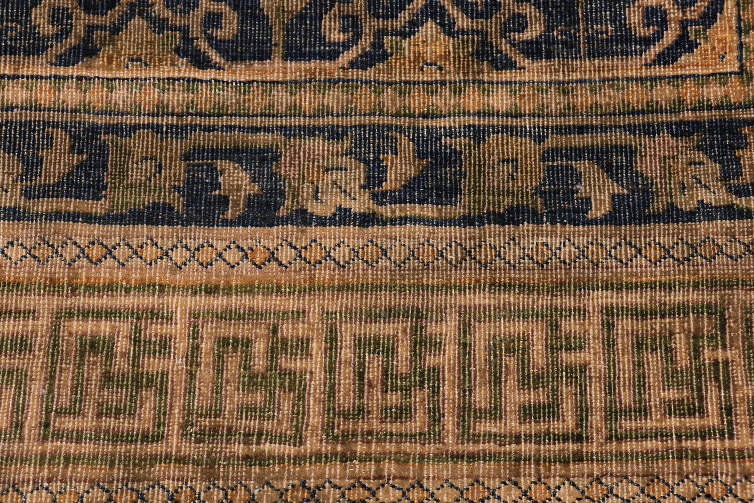 handmade Transitional Antique Blue Gold Hand Knotted RECTANGLE 100% WOOL area rug 6' x 7'