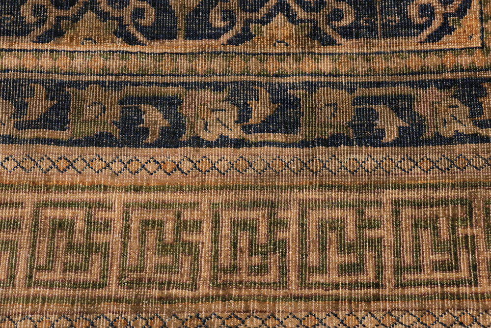 handmade Transitional Antique Blue Gold Hand Knotted RECTANGLE 100% WOOL area rug 6' x 7'