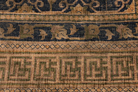 handmade Transitional Antique Blue Gold Hand Knotted RECTANGLE 100% WOOL area rug 6' x 7'