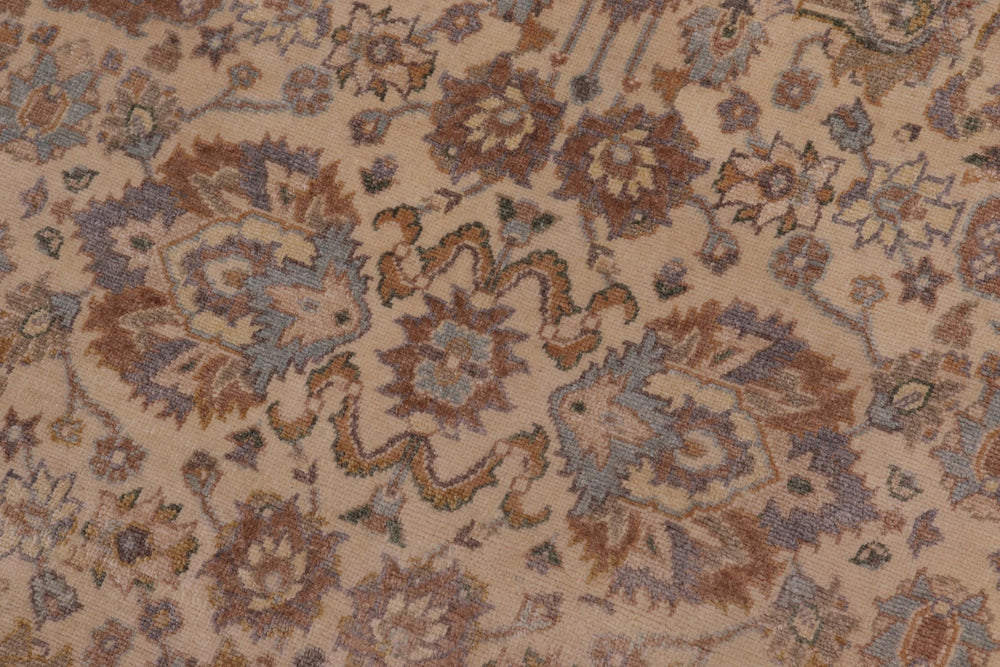 handmade Transitional Lahore Ivory Tan Hand Knotted GALLERY 100% WOOL area rug 6' x 12'