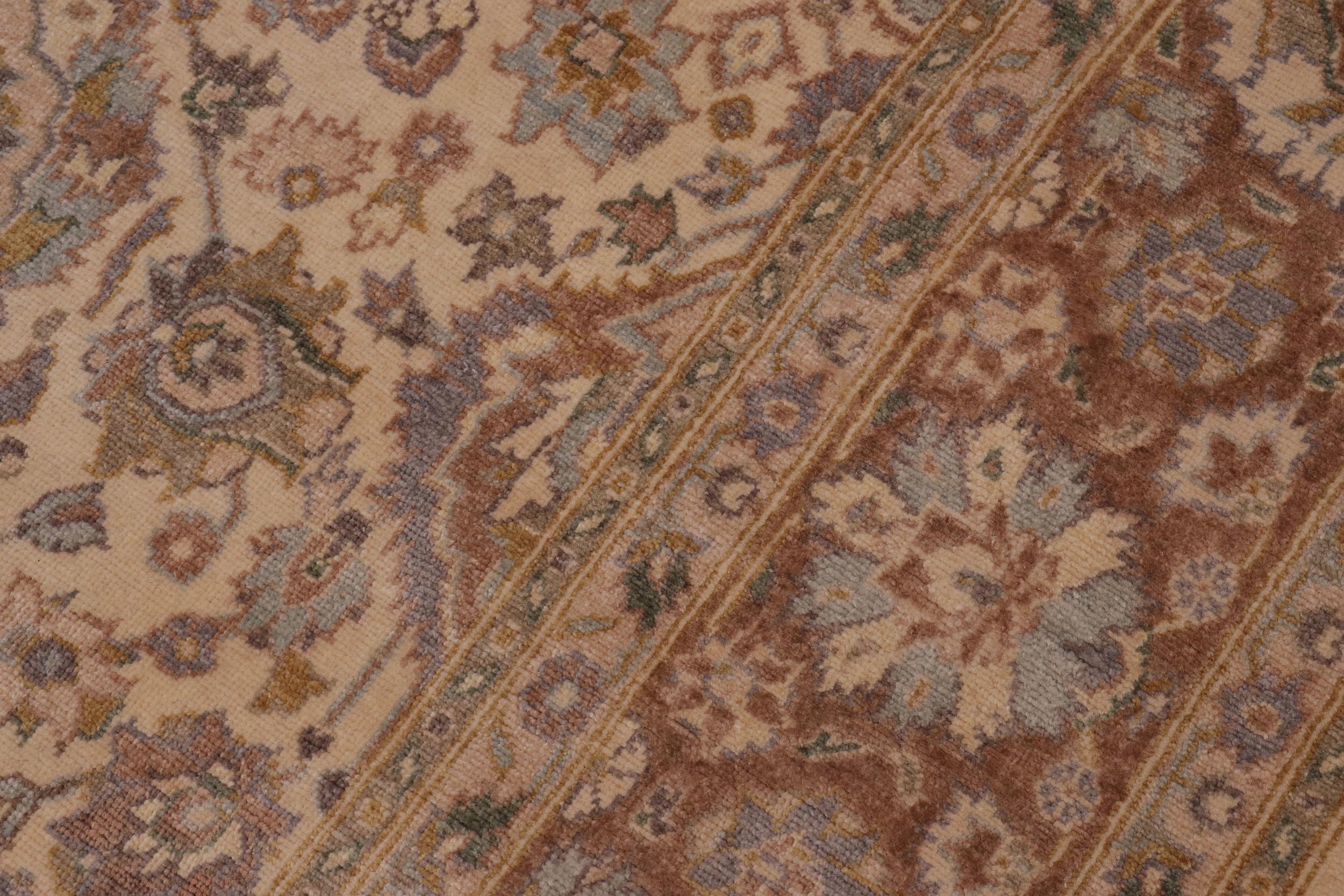 handmade Transitional Lahore Ivory Tan Hand Knotted GALLERY 100% WOOL area rug 6' x 12'