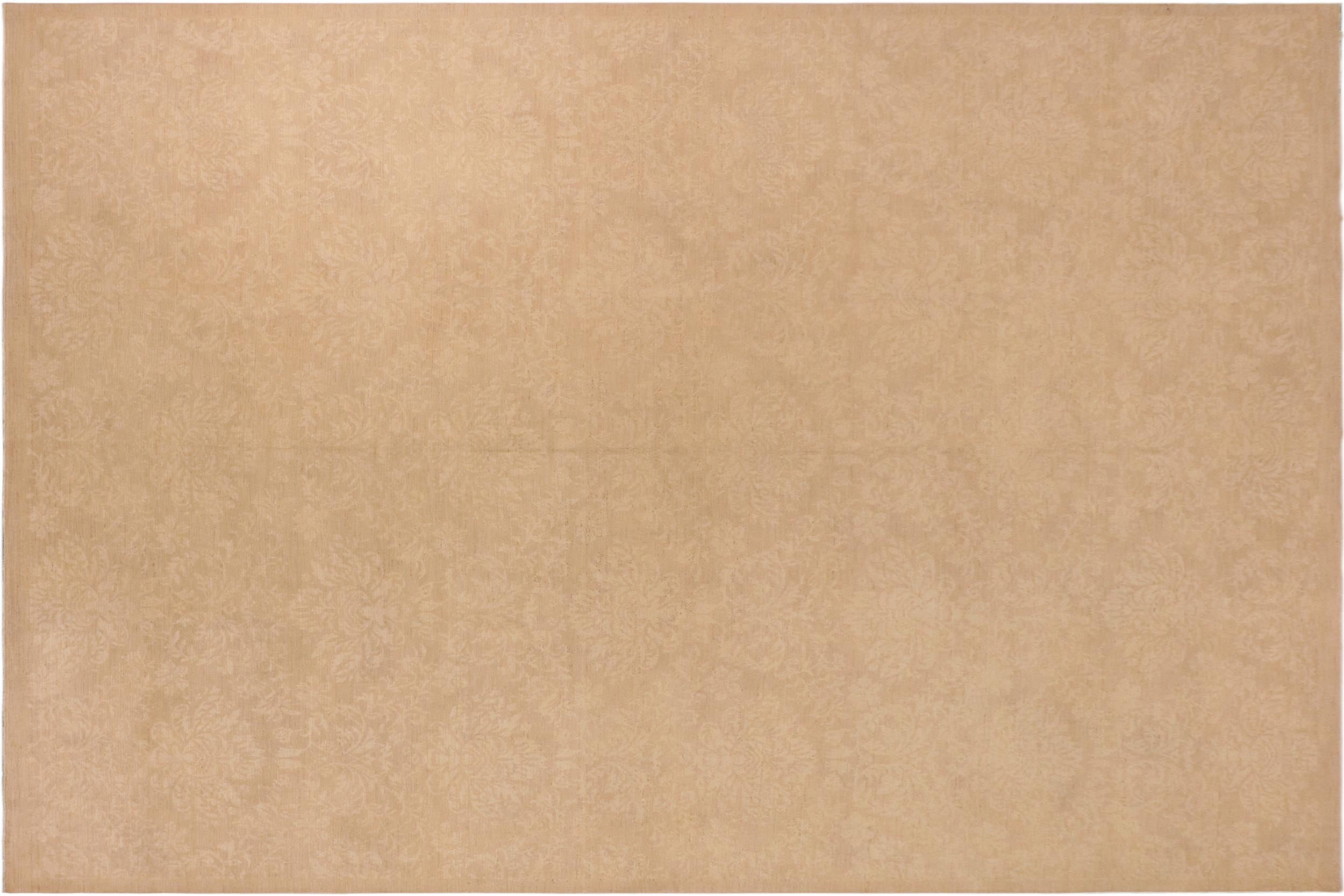 handmade Modern Kafkaz Brown Tan Hand Knotted RECTANGLE 100% WOOL area rug 10' x 14'