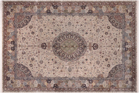 handmade Traditional Jhangeer Lt. Gray Lt. Gray Hand Knotted RECTANGLE WOOL&SILK area rug 12x17

