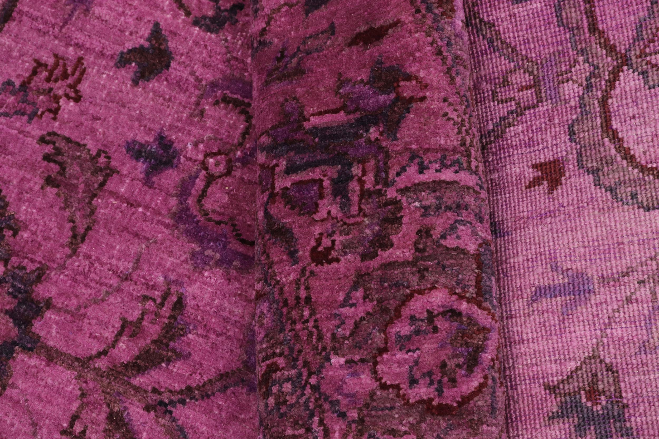 handmade Over Dyed Over Dyed Purple Red Hand Knotted ROUND 100% WOOL area rug 8' x 8'