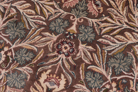 handmade Traditional Imran Brown Beige Hand Knotted ROUND 100% WOOL area rug 6' x 7'