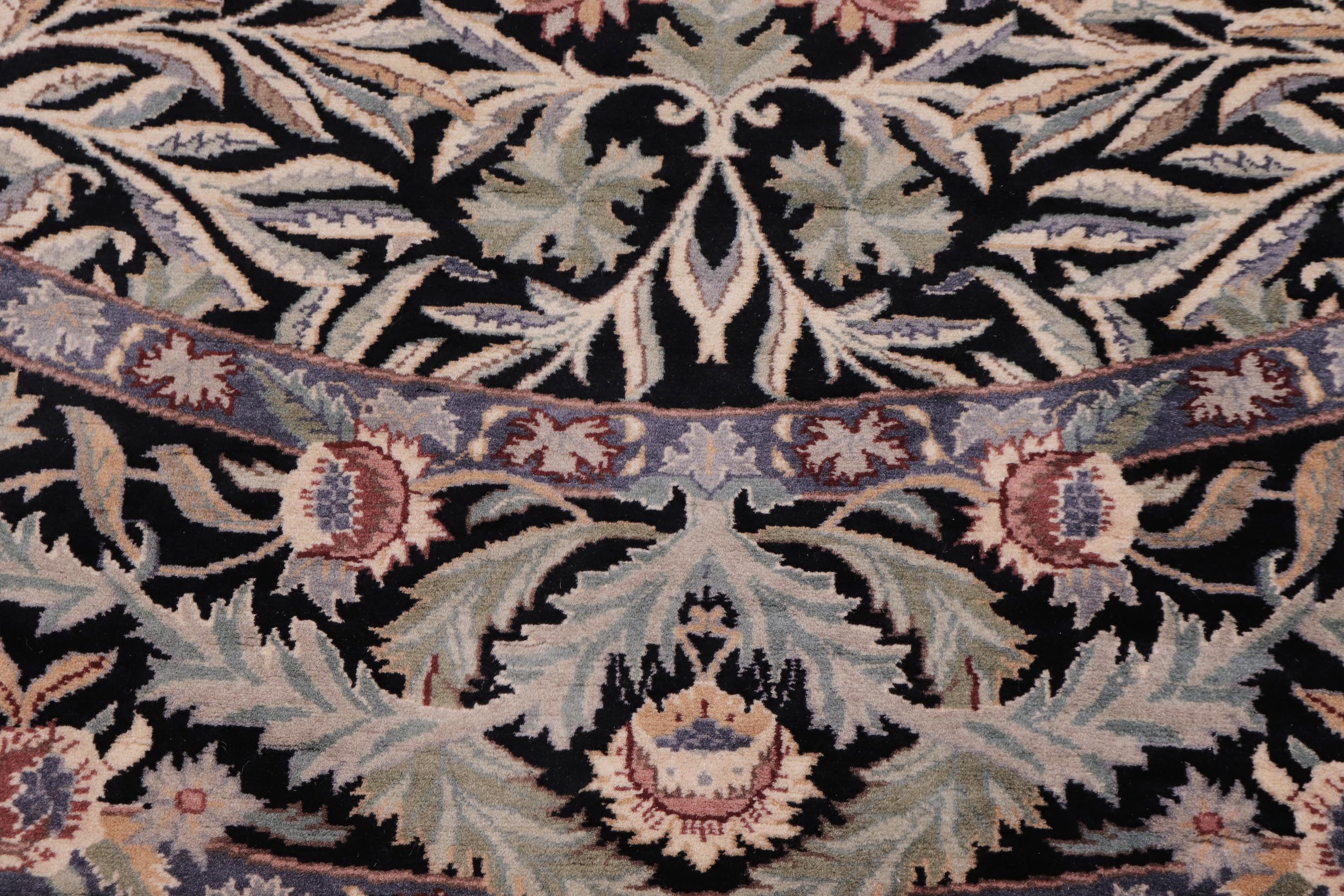 handmade Traditional Imran Black Grey Hand Knotted ROUND 100% WOOL area rug 6' x 6'