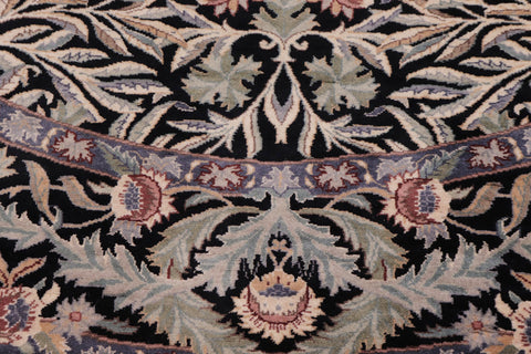 handmade Traditional Imran Black Grey Hand Knotted ROUND 100% WOOL area rug 6' x 6'