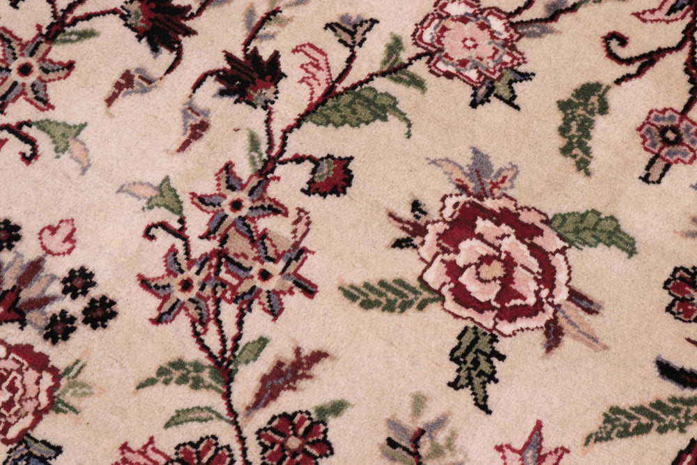 handmade Traditional Kashan Beige Black Hand Knotted ROUND 100% WOOL area rug 6'x6'