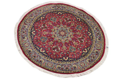 handmade Traditional Kashan Pink Gray Hand Knotted ROUND 100% WOOL area rug 6'x6'