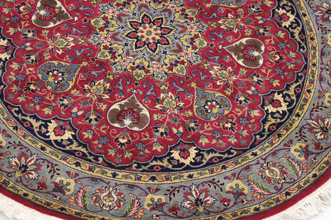 handmade Traditional Kashan Pink Gray Hand Knotted ROUND 100% WOOL area rug 6'x6'