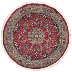 handmade Traditional Kashan Pink Gray Hand Knotted ROUND 100% WOOL area rug 6'x6'
