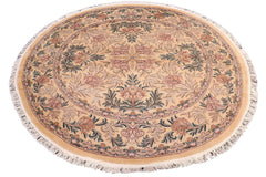 handmade Traditional Tulip Gold Pink Hand Knotted ROUND 100% WOOL area rug 8'x8'