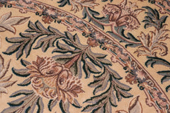 handmade Traditional Tulip Gold Pink Hand Knotted ROUND 100% WOOL area rug 8'x8'