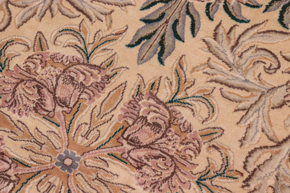 handmade Traditional Tulip Gold Pink Hand Knotted ROUND 100% WOOL area rug 8'x8'