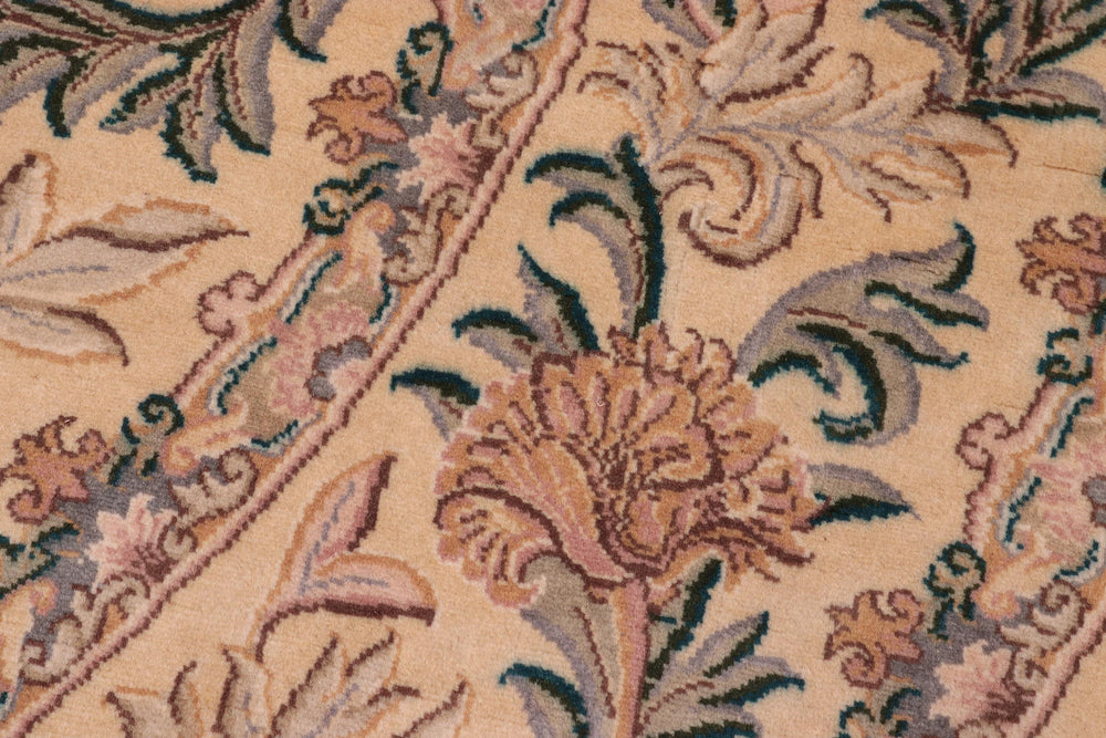handmade Traditional Tulip Gold Pink Hand Knotted ROUND 100% WOOL area rug 8'x8'