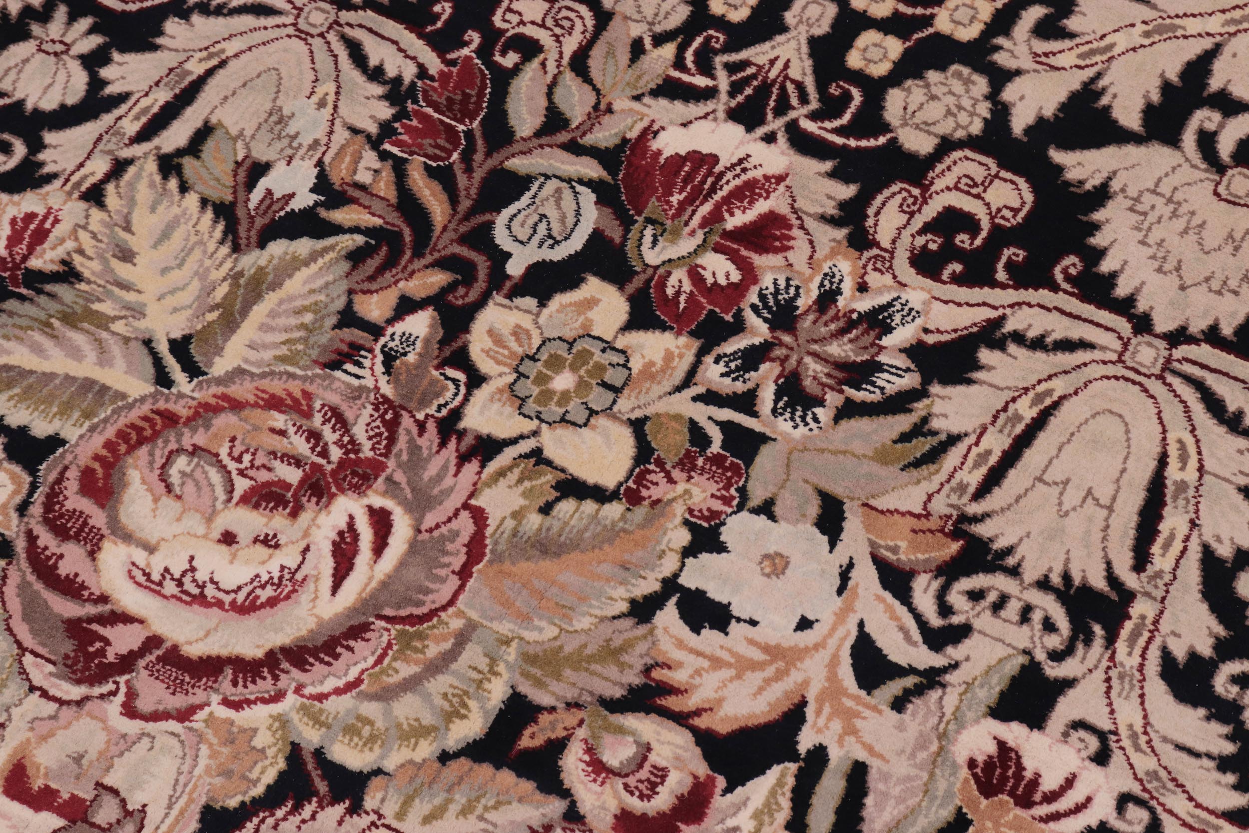 handmade Traditional Rasmi Romal Black Beige Hand Knotted RECTANGLE 100% WOOL area rug 9x13