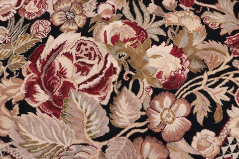 handmade Traditional Rasmi Romal Black Beige Hand Knotted RECTANGLE 100% WOOL area rug 9x13