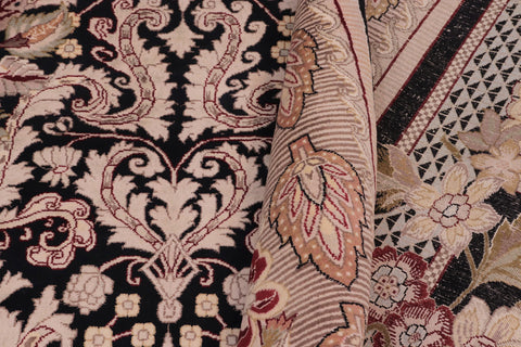 handmade Traditional Rasmi Romal Black Beige Hand Knotted RECTANGLE 100% WOOL area rug 9x13