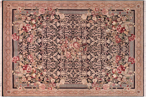 handmade Traditional Rasmi Romal Black Beige Hand Knotted RECTANGLE 100% WOOL area rug 9x13