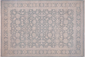 12x18 hand knotted transitional wool rug in blue and green - Eclectic Sherlene Blue/ Green