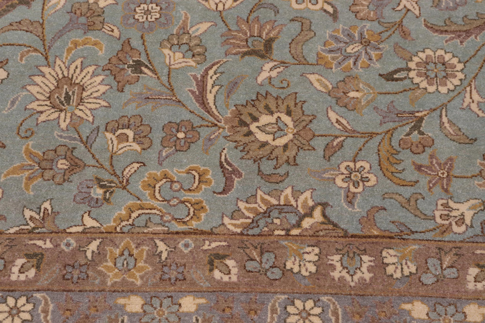 handmade Traditional Design Lt. Blue Ivory Hand Knotted RECTANGLE 100% WOOL area rug 12' x 15'