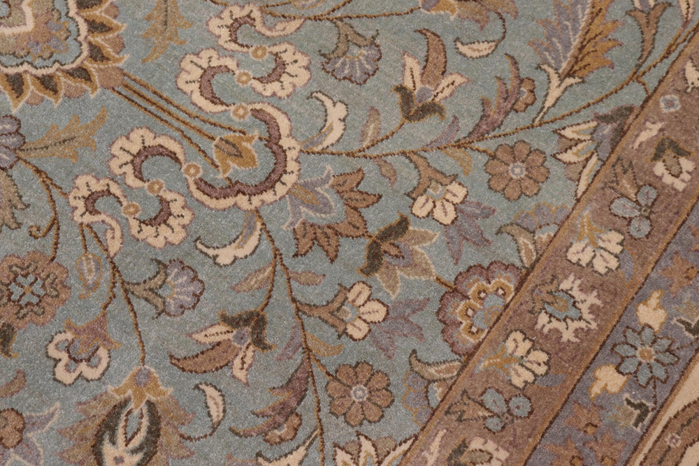 handmade Traditional Design Lt. Blue Ivory Hand Knotted RECTANGLE 100% WOOL area rug 12' x 15'